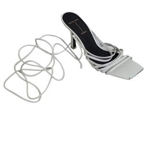 Black Suede Studio Leandra Womens Heels Stiletto White Leather